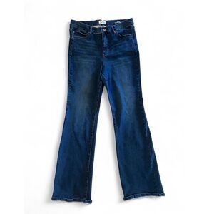 Dark Blue Flare Jeans Denim Wide Leg Stretchy Stretch Denim Women’s Pants, 12